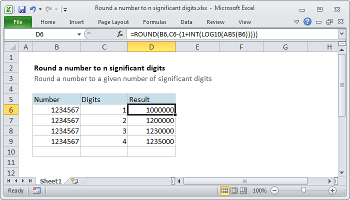 excel formula round a number to n significant digits excel round